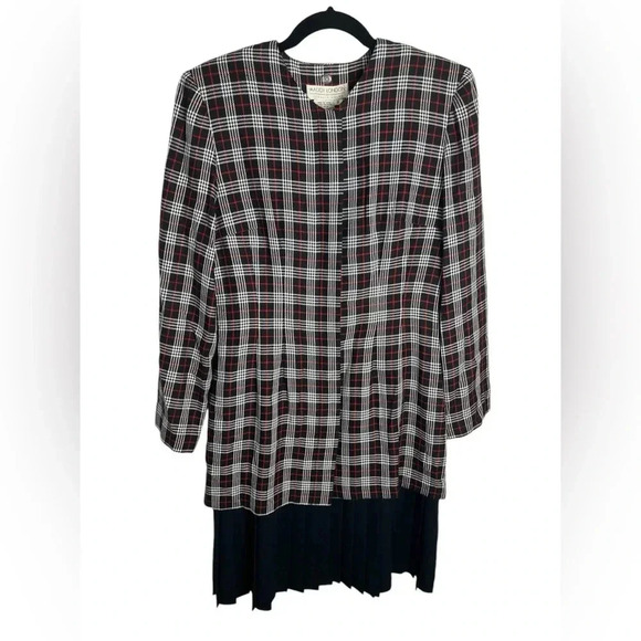 Vintage Maggie London Plaid Red and Black Plaid Dress size 8 - Picture 1 of 7